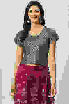 Black Art Silk Straight Printed Top image number 5