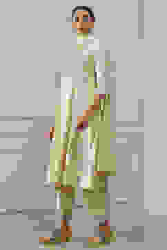 Natural White Silk Straight Yarndyed Suit Set image number 3