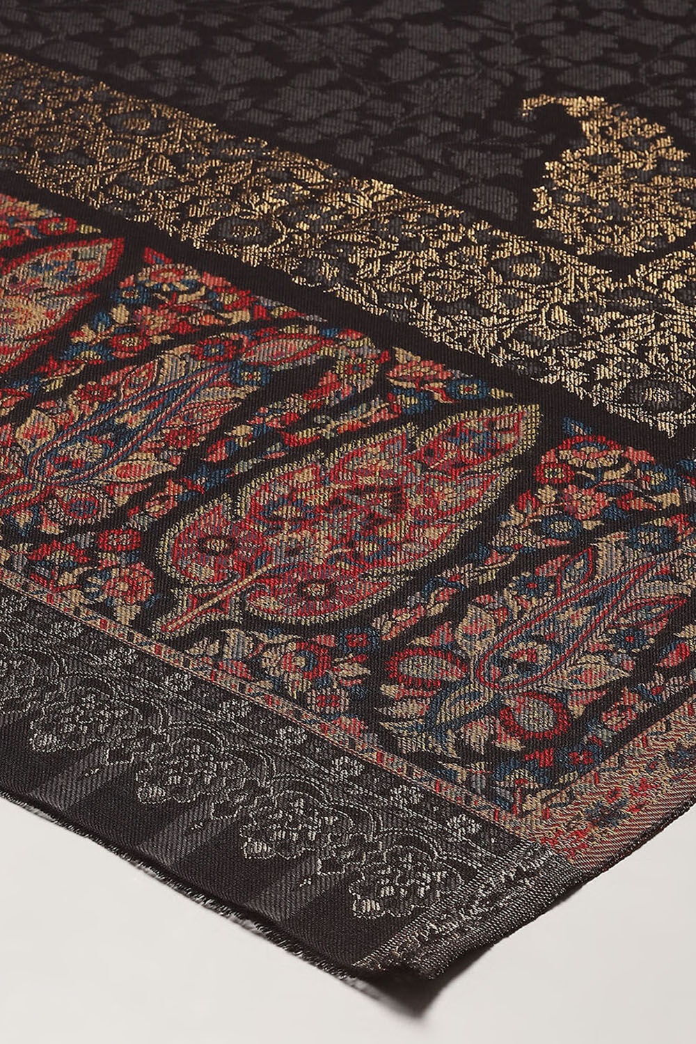 Beige Cotton Blend Yarndyed Shawl image number 1