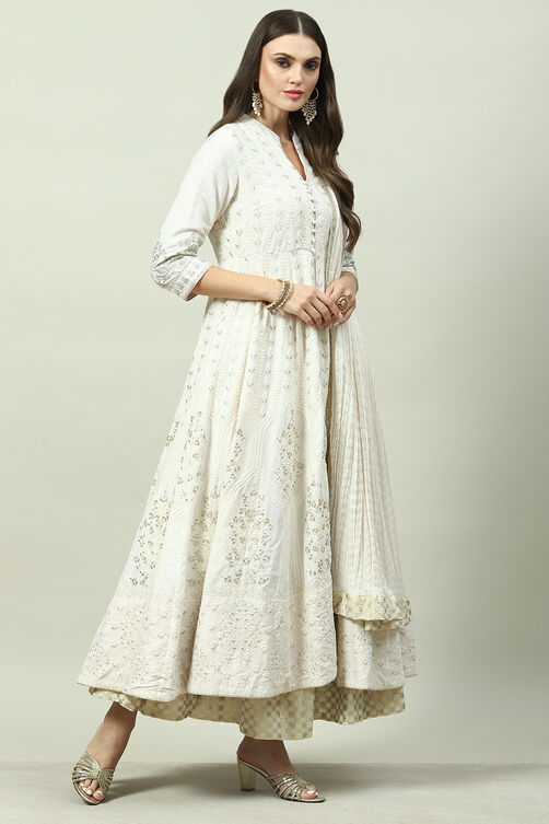 Blush Pink Cotton Anarkali Kurta Lehenga Suit Set image number 6