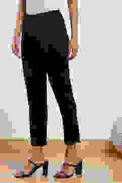 Black Viscose Lycra Solid Pant image number 2