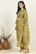 Lime Green Cotton Unstitched Suit Set image number 4