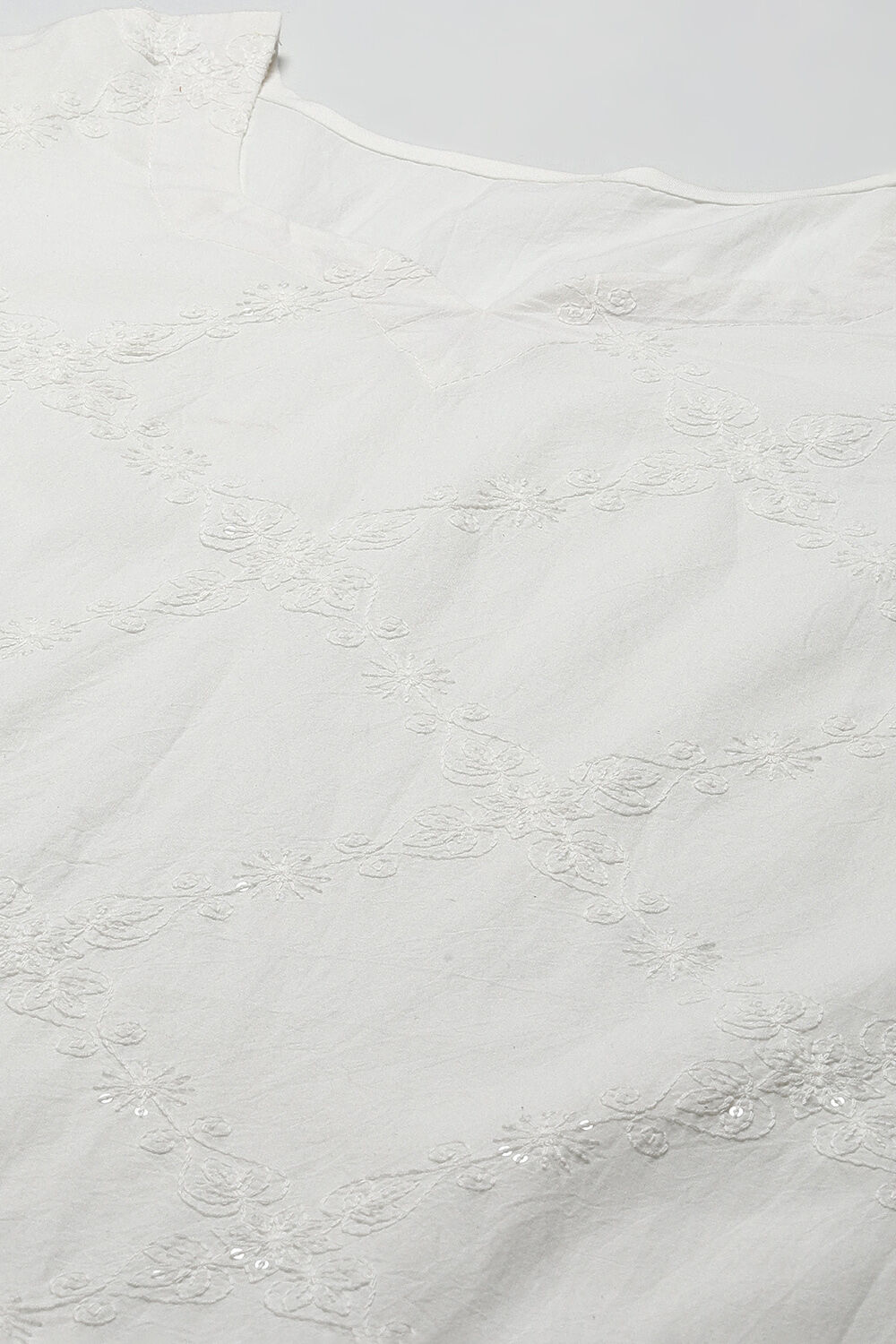 Off White Cotton Printed Unstitched Suit Set image number 2