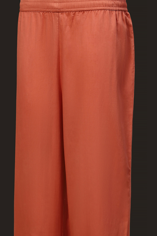 Earthy Blue Chanderi Embroidered Straight Suit Set image number 7