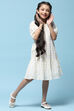White Tiered Schiffli Cotton Dress image number 4