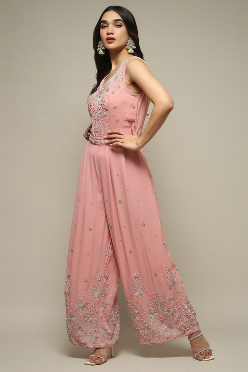 Pink Embroidered Straight Jumpsuit image number 2