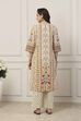 Beige Cotton All-Over Floral Straight Suit Set image number 4