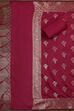 Maroon Cotton Printed Embroidered Unstitched Suit Set image number 3