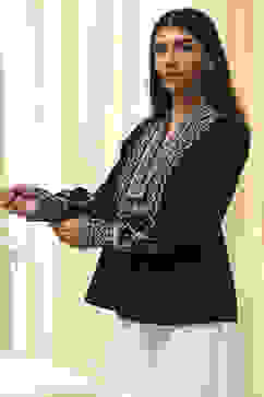 Black Cotton Printed A-Line Short Kurta image number 2