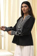 Black Cotton Printed A-Line Short Kurta image number 2