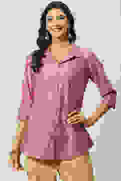 Pink  LIVA Straight Printed Shirt image number 0