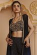Black Viscose Georgette Bandhani Printed Fusion Set image number 1