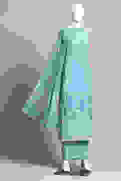 Blue Chanderi Unstitched Suit Set image number 0