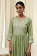 Olive Green Embroidered Gathered Suit Set image number 1
