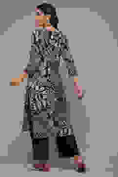 Black LIVA Straight Printed 2 Piece Set image number 2