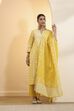 Yellow Silk Chanderi Printed Straight Kurta Set image number 6