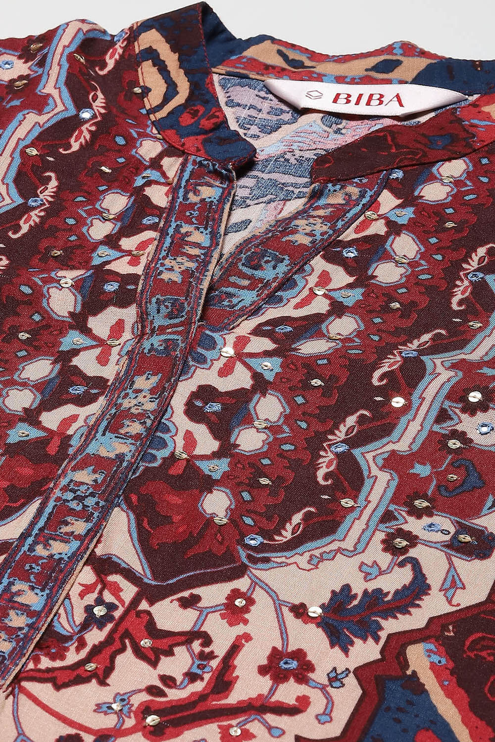 Teal LIVA Straight Printed Kurta image number 1