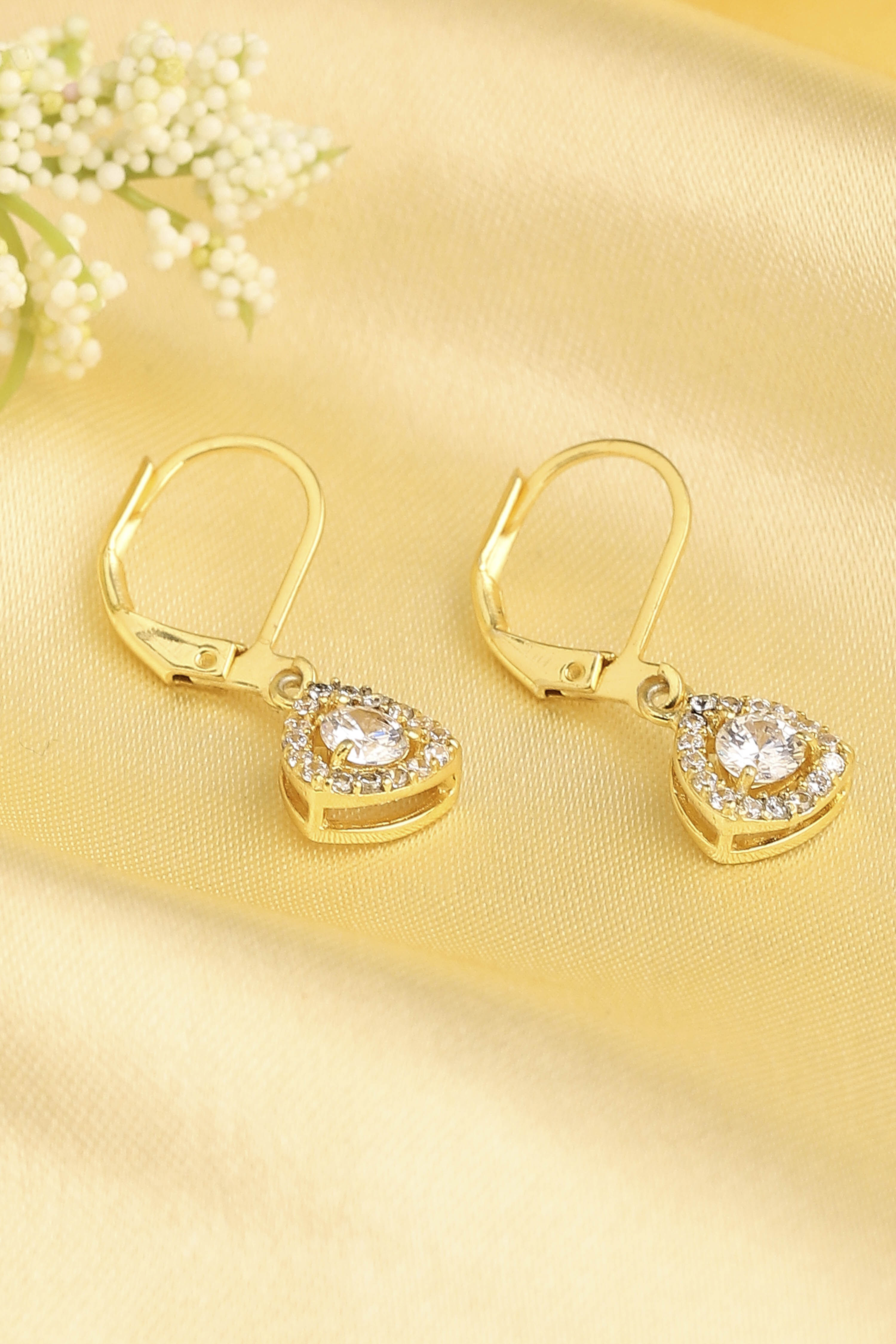 Gold Plated Brass Stone Studded Drop Earrings image number 0