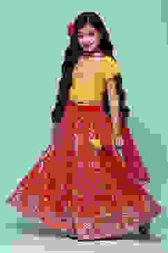 Yellow & Pink Polyester Embroidered Suit Set image number 5