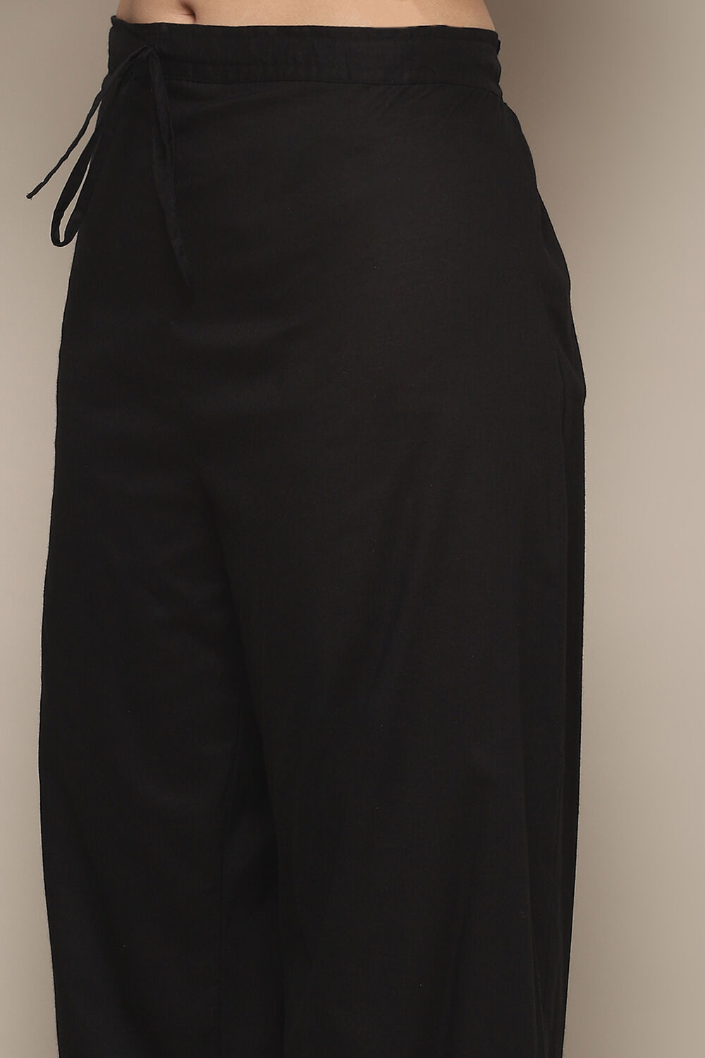 Black Cambric Straight Kurta Palazzo Suit Set image number 2