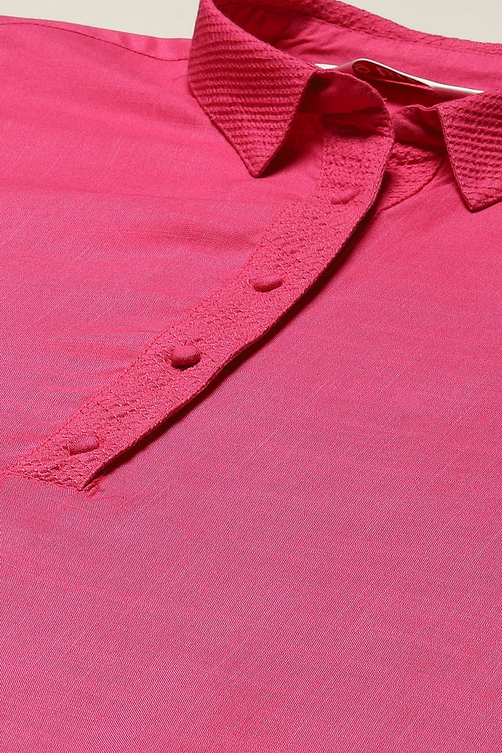 Pink Rayon Straight Printed Kurta image number 1