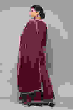 Wine Art Silk Straight Kurta Garara Suit Set image number 4