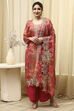 Grey Tissue Printed Embroidered Unstitched Suit Set image number 7