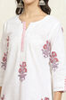 White and Pink Cotton Floral Hand Block Unstitched Suit Set image number 2