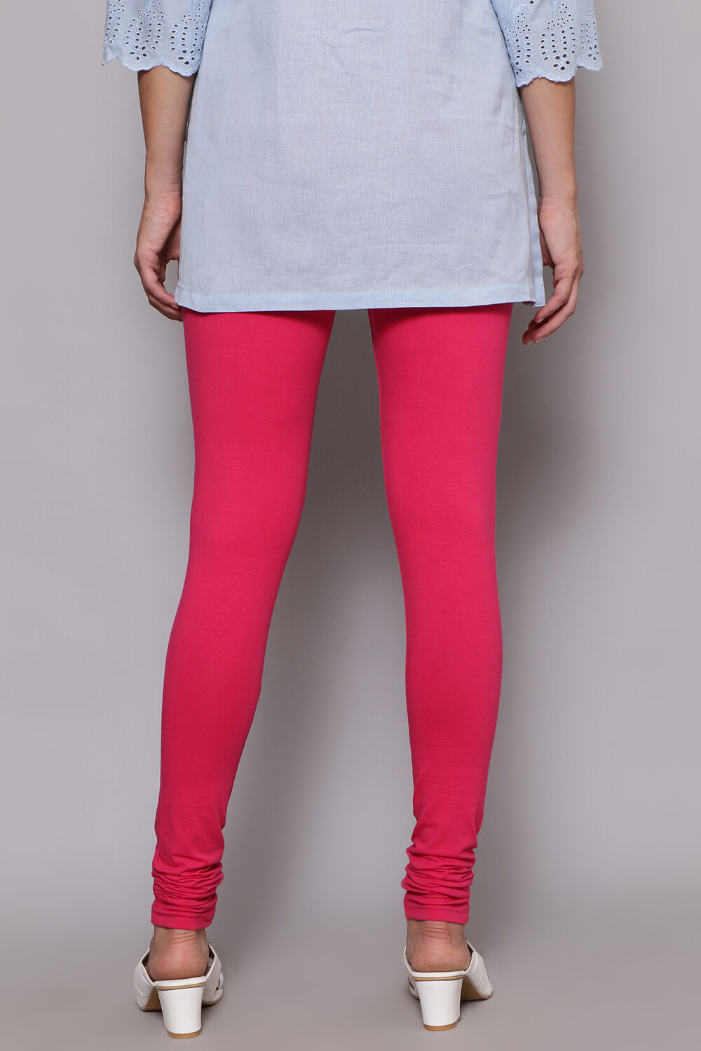 Fuchsia Cotton Blend Solid Churidar image number 7