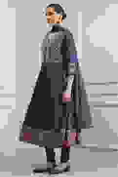 Indigo Cotton Printed Anarkali Suit Set image number 3