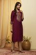 Berry Viscose Blend A Line Kurta image number 3
