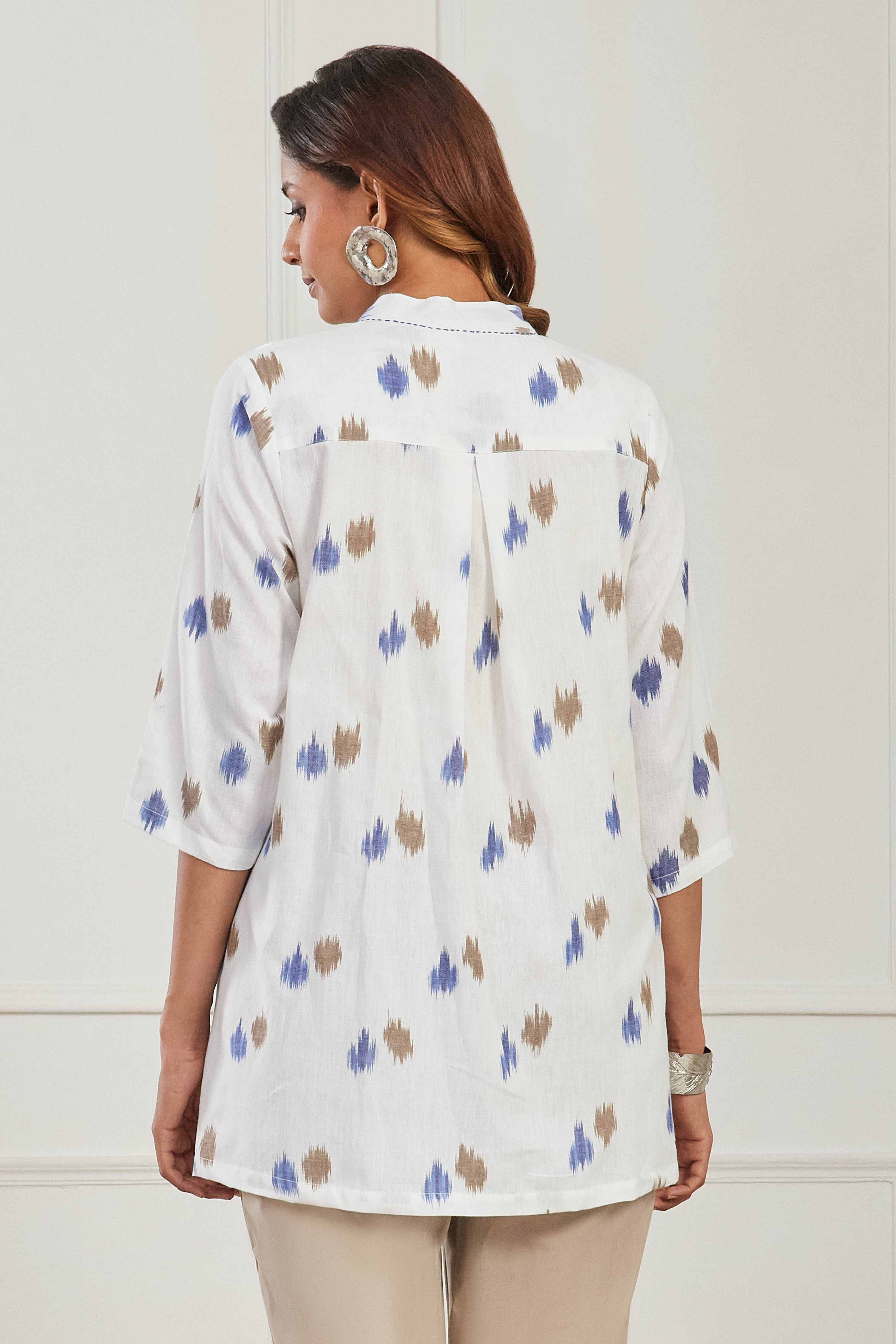 White Cotton Straight Kurta image number 3