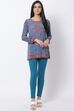 Teal Cotton Blend Solid Anklets image number 4