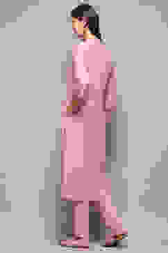 Light Pink Rayon Straight Kurta Pant 2 Piece Set image number 4