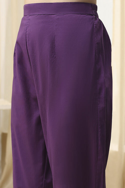Purple Chanderi Unstitched Suit Set image number 3
