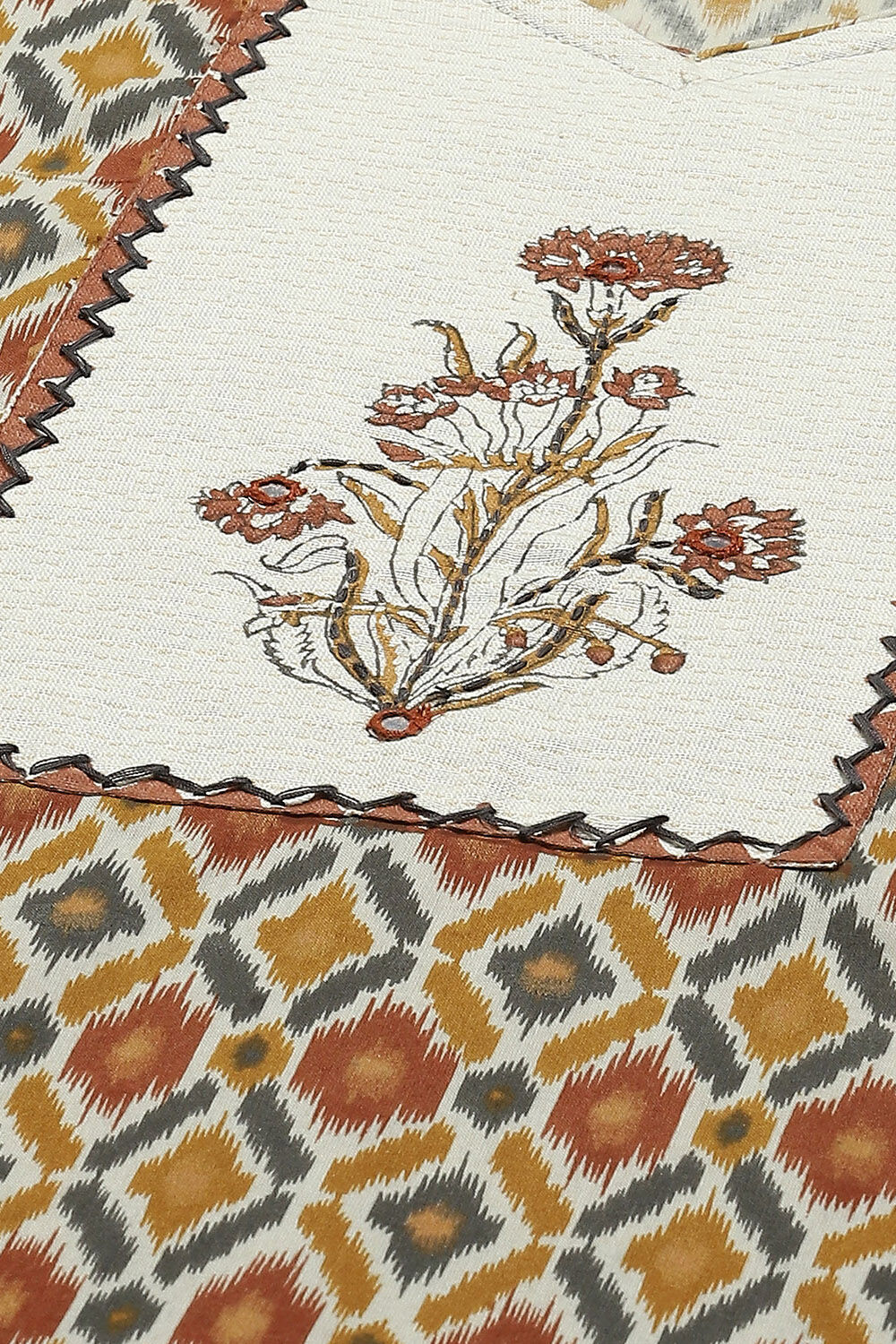 Mustard Cotton Unstitched Suit set image number 2