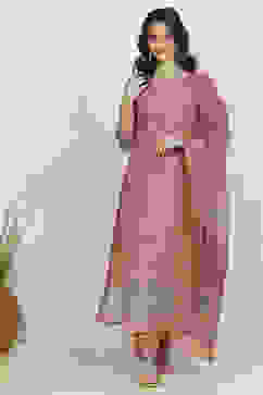 Pink Crepe Printed Unstitched Suit Set image number 7