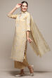 Beige Poly Chanderi Straight Suit set image number 4