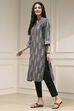Grey Cotton Straight Yarndyed Kurta image number 2
