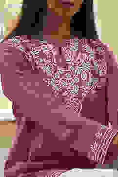 Pink Printed Straight Short Kurta image number 1