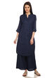 Red Front Open Cotton And Flax Solid Kurta image number 0