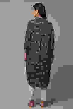 Indigo Rayon Straight Printed Kurta image number 2