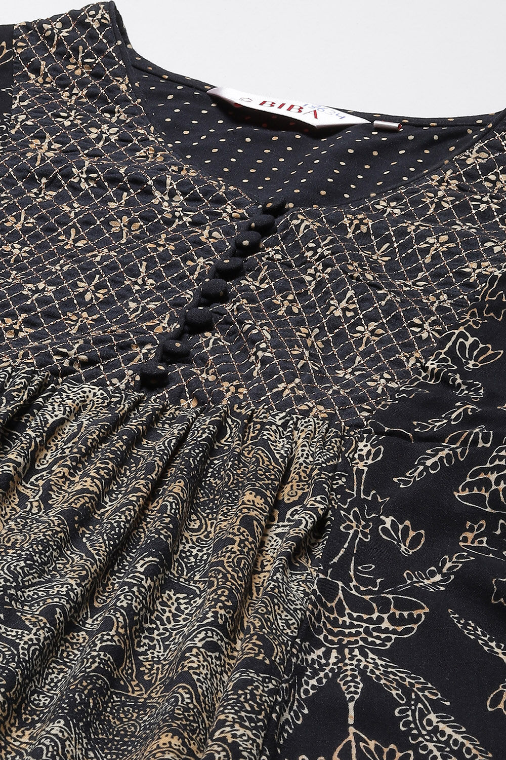 Black Rayon Flared Printed Kurta image number 1