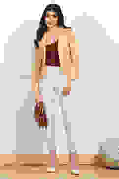 Off White Nylon Skinny Leggings image number 0