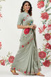 Rohit Bal Off White Chanderi Silk Printed Saree With Blouse image number 3
