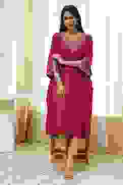 Red Cotton Solid A-Line Kurta image number 0