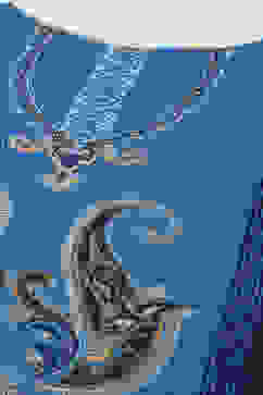 Navy LIVA Straight Printed Kurta image number 1