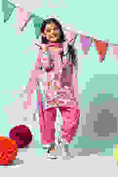 Pink Viscose Straight Kurta Salwar Suit Set image number 0