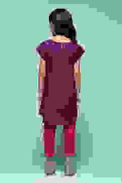 Purple Cotton Straight Solid Kurta Set image number 4