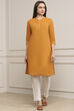 Wine Cotton Solid Straight Kurta image number 5